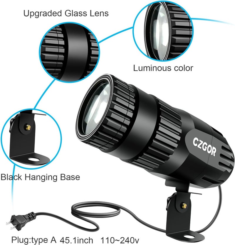 Czgor Led Pinspot Light, Disco Ball Spotlight 15W RGBW 4 in 1 Mirror Ball Lights with Remote Control Super Bright LED Pin Spot Light for Parties DJ Club Bar Wedding, Medium, 2 Pack - Image 4